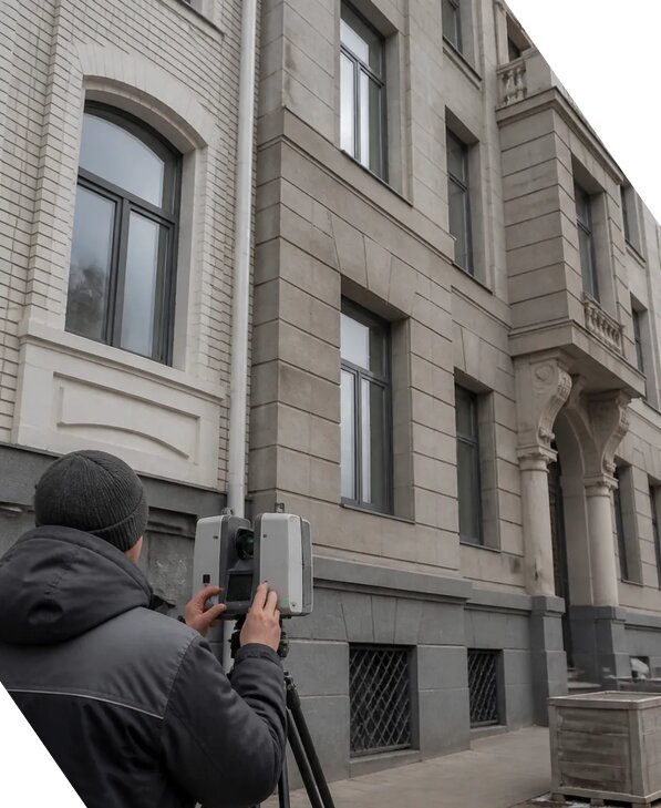 Лазерное сканирование фасадов зданий для обследования в Боровичах